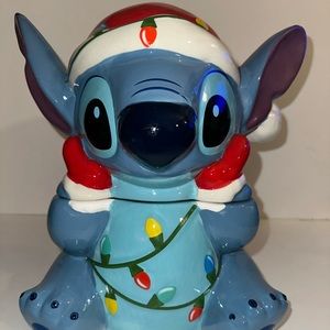 Stitch String Lights Christmas Cookie Jar